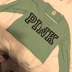 Pink Victoria’s Secret light green med half shirt